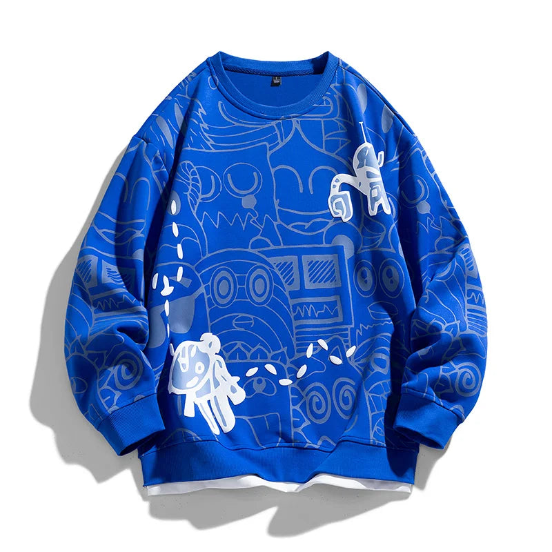 Rylan Cotton Streetwear Pullover Sweatshirt Unisex Relaxed Fit Breathable Classic Crewneck Design