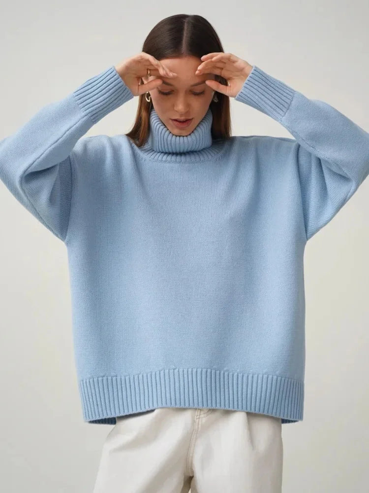 Street Wave Unisex Turtleneck Sweater Oversized Cozy Warmth