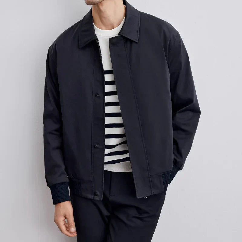 Street-Wave Urban Transition Jacket for Men Lightweight Zip Up Outerwear with Button Front All Season