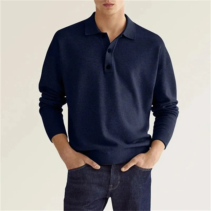 Grant Estate Wool Polo Shirt for Men by Street-Wave Wool Cotton Blend Soft Breathable Classic Lapel Collar