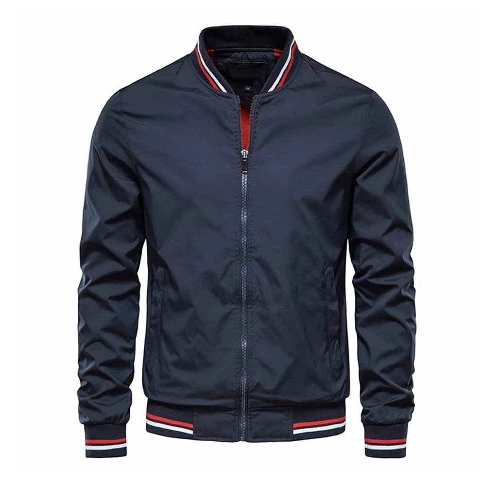 Mens Slim Fit Burgundy Bomber Jacket Lightweight Baseball Style For All Seasons Street-Wave