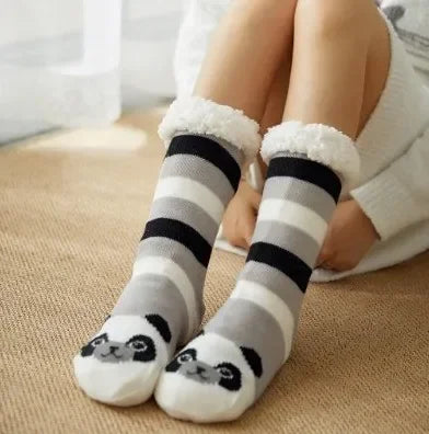 Street-wave Christmas Socks For Kids Warm Cozy Festive Santa Design With Plush Cuff