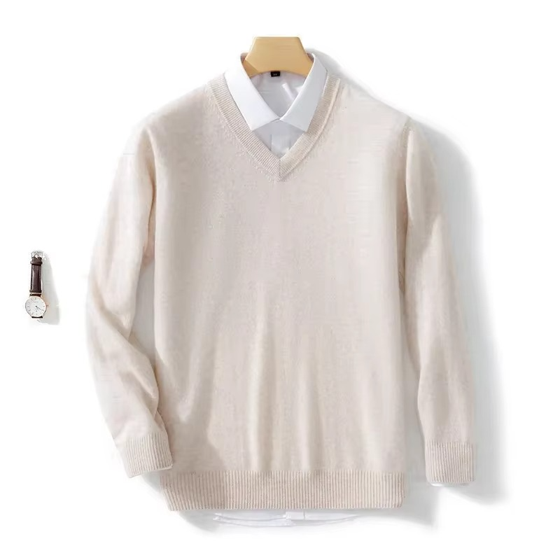 Men's Wool Blend V Neck Sweater Warm Knit Pullover For Winter Casual Fit Up To 5XL Street-Wave
