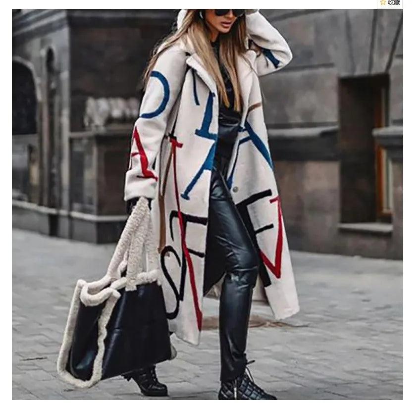 Street-wave Oversized Coat for Women, Color Block Design, Versatile Chic Comfort