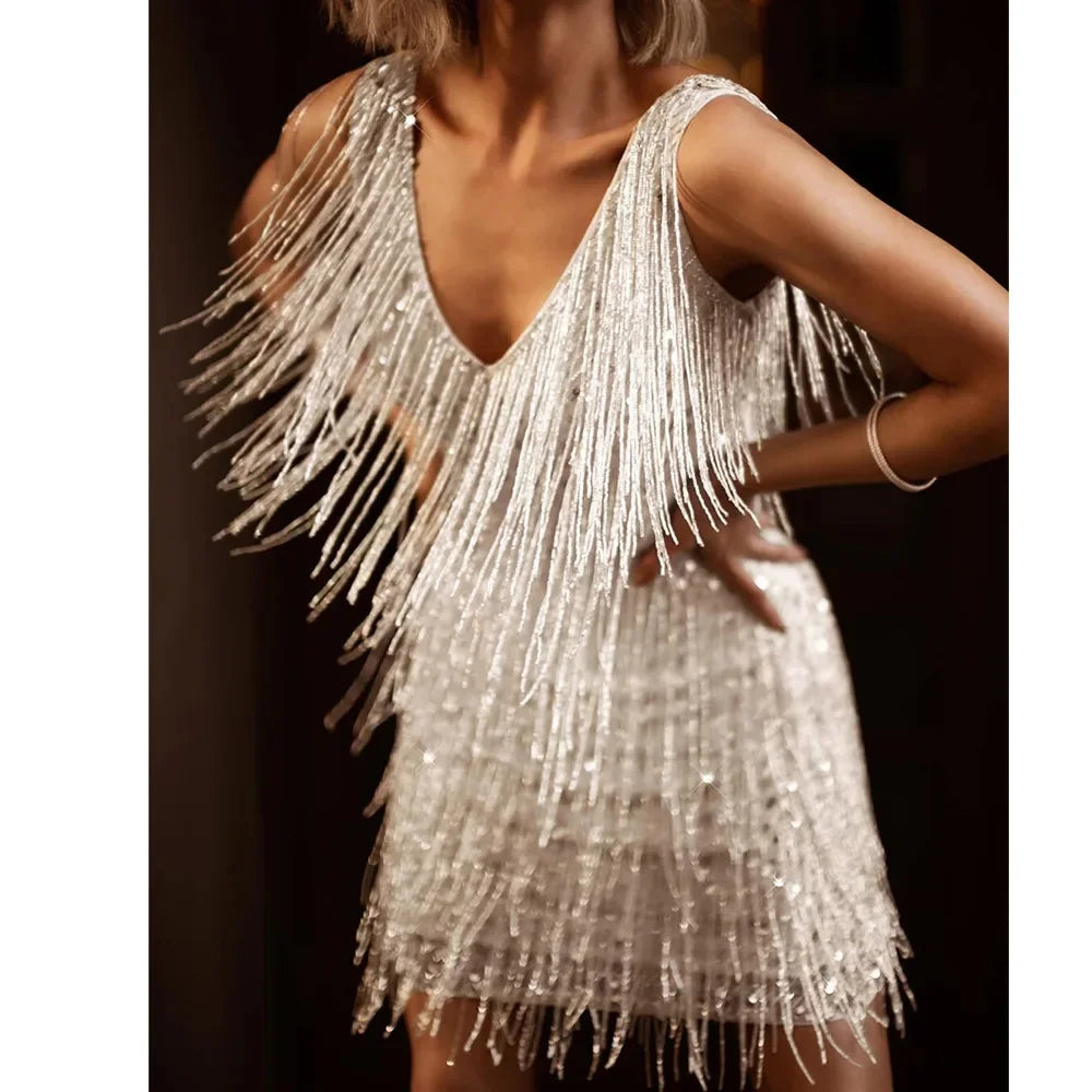 Kimberly Fringe Feathers Cocktail Dress Street-Wave Women