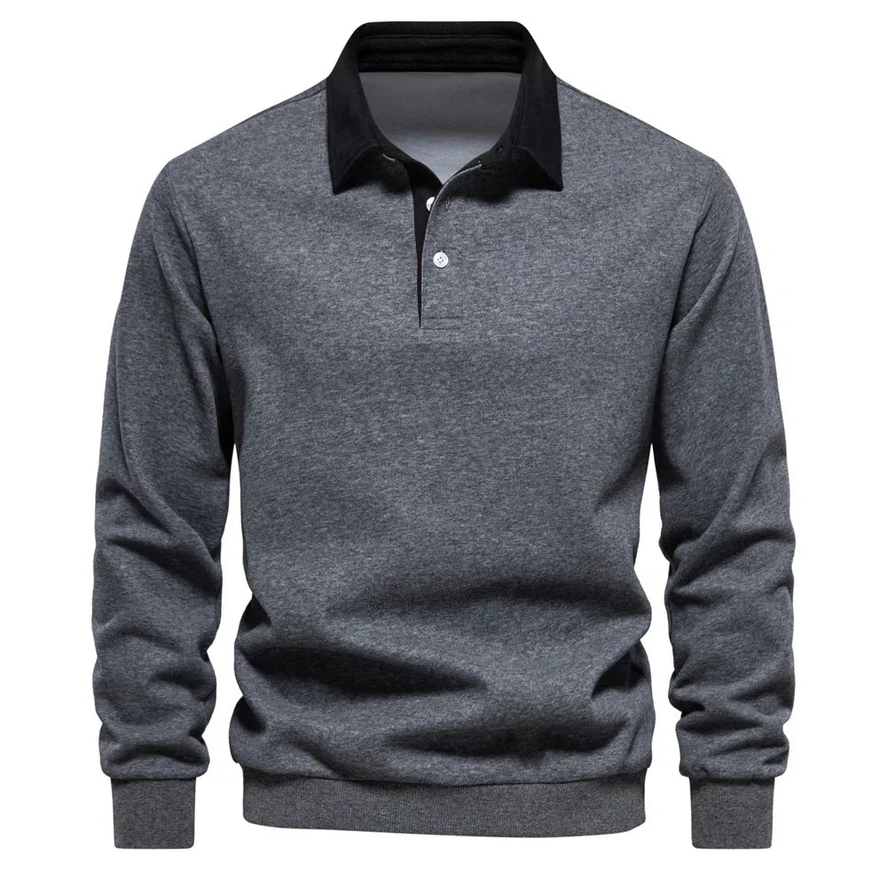 Street-wave Classic Long Sleeve Polo For Everyday Comfort And Timeless Style Men