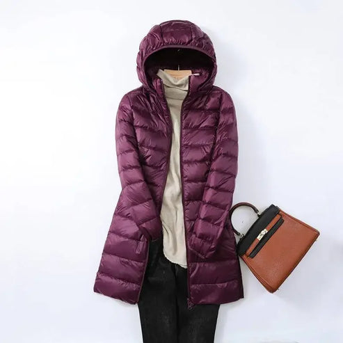 Street Wave Lightweight Puffer Jacket With Removable Hood Longline Quilted Coat For Urban Explorers