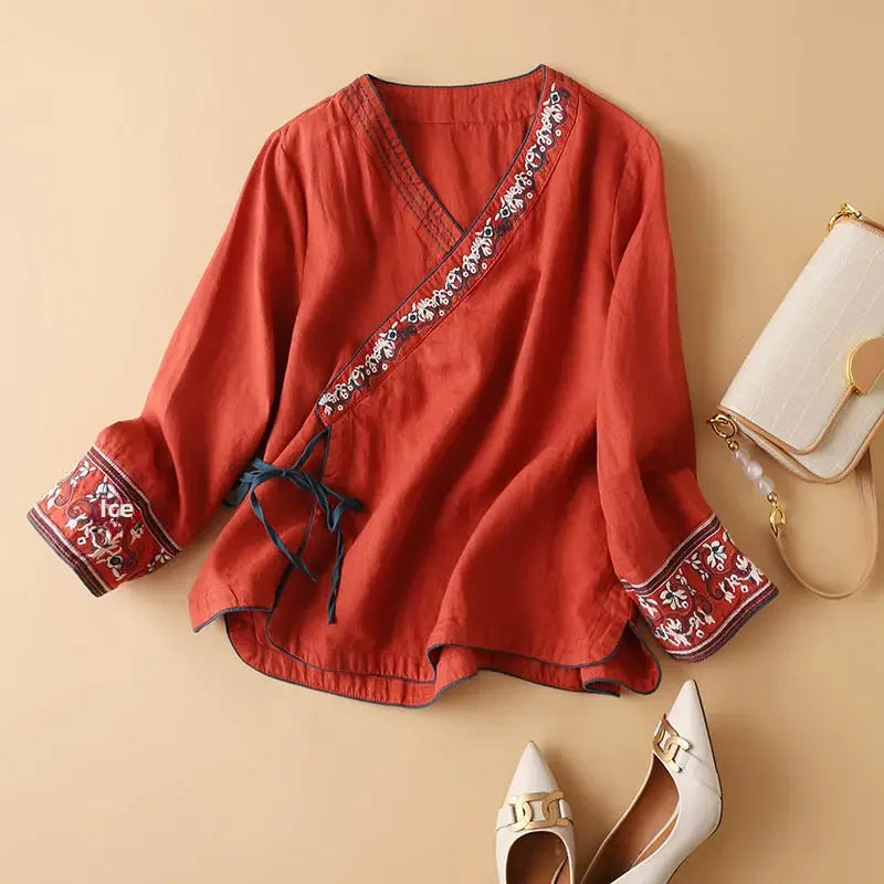 Women's Patterned Blouse with Relaxed Fit and Lightweight Fabric
