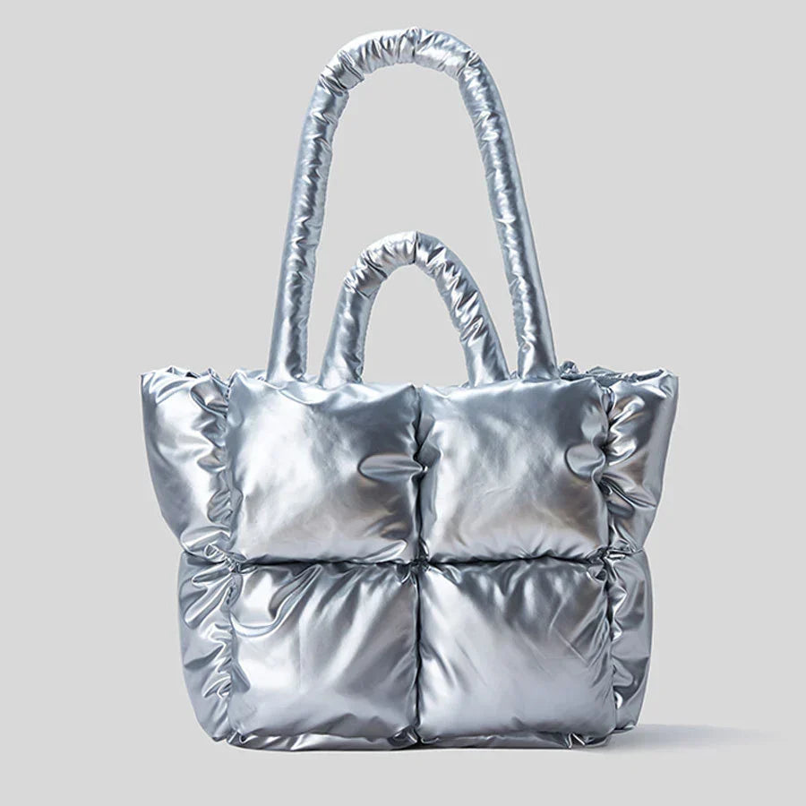 Street-Wave Avigail Quilted Puffer Tote - Chic Compact Mini Bag With Plush Puffer Texture