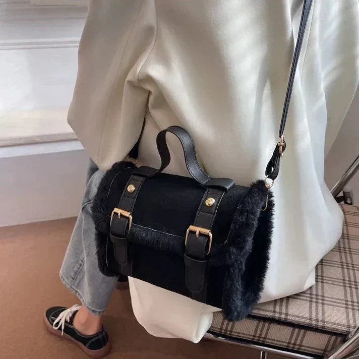 Street Wave Winter Crossbody Bag With Faux Fur Shearling Chic Everyday Companion For Women