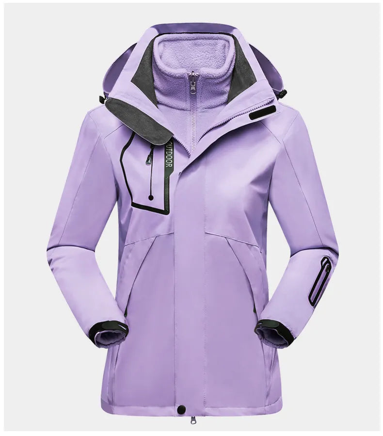 Street-Wave 3-In-1 Outdoor Jacket for Women with Fleece Inner Layer and Windproof Waterproof All-Weather Shell
