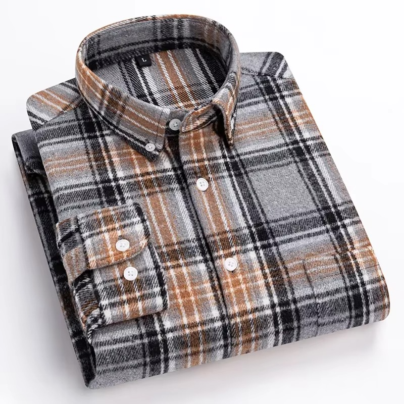 Street-Wave Men's Plus Size Plaid Long Sleeve Shirt 7XL 100 Percent Cotton with Single Chest Pocket
