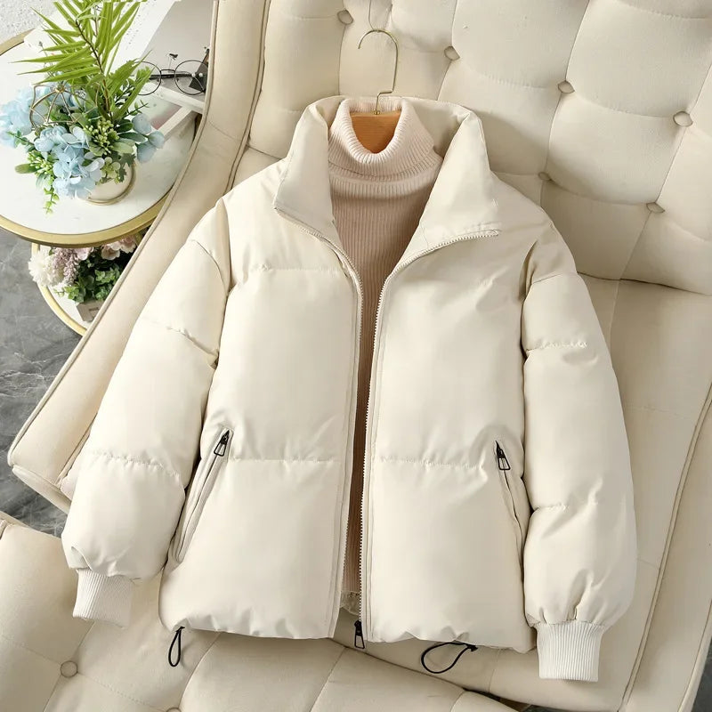 Street Wave Puffer Jacket With Stand Collar Harajuku Inspired Warmth For Urban Streetwear Lovers