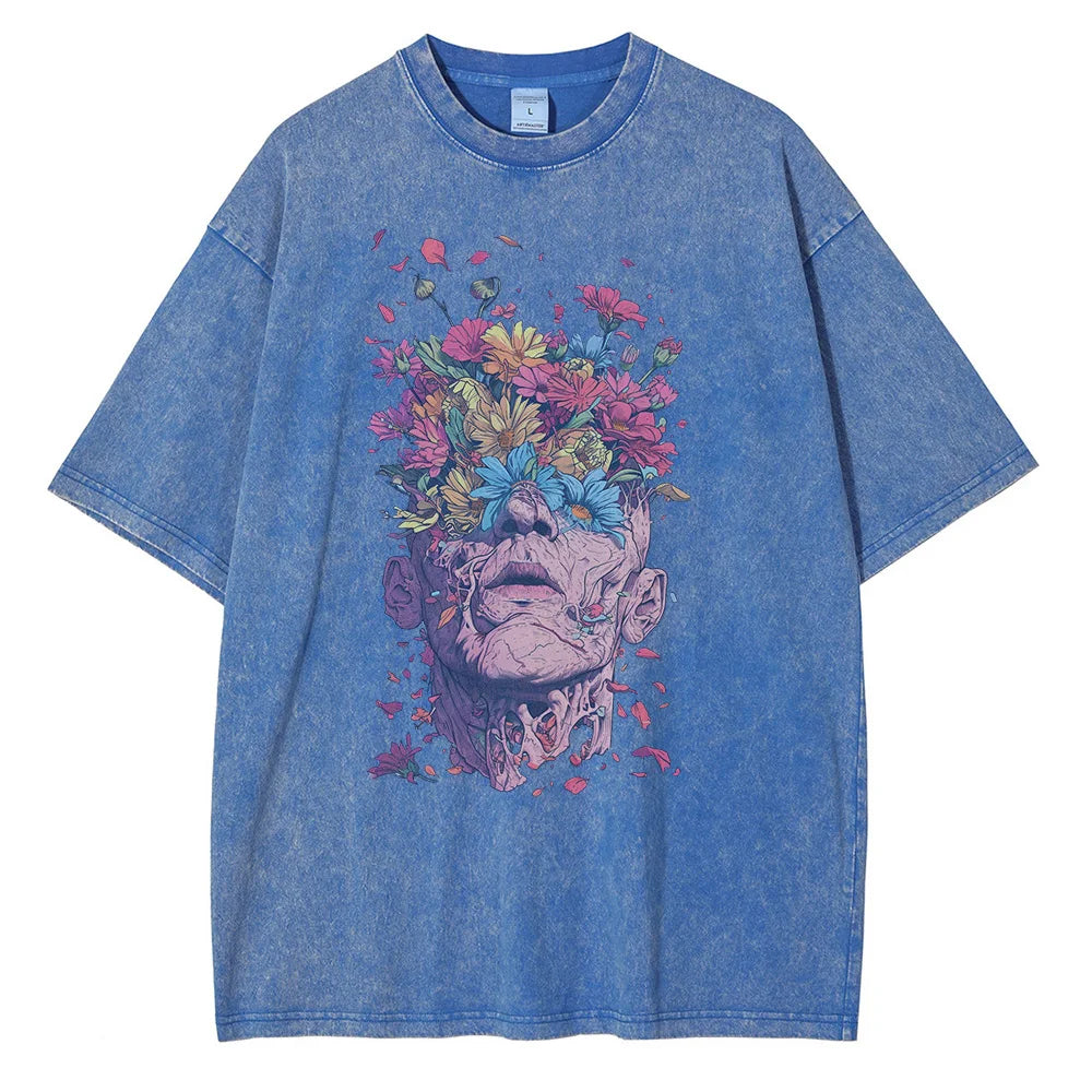 Street-Wave Titan Bloom Graphic T Shirt Premium Cotton Oversized Fit Breathable Comfort With Intricate Design