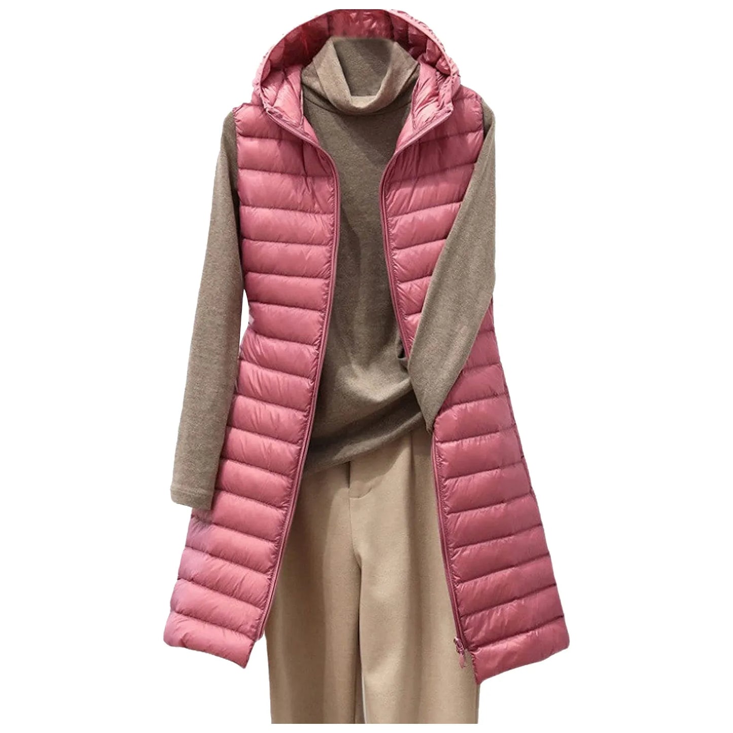 Streetwave Puffer Vest For Women With Hood Long Quilted Warmth Insulated Cozy Layer