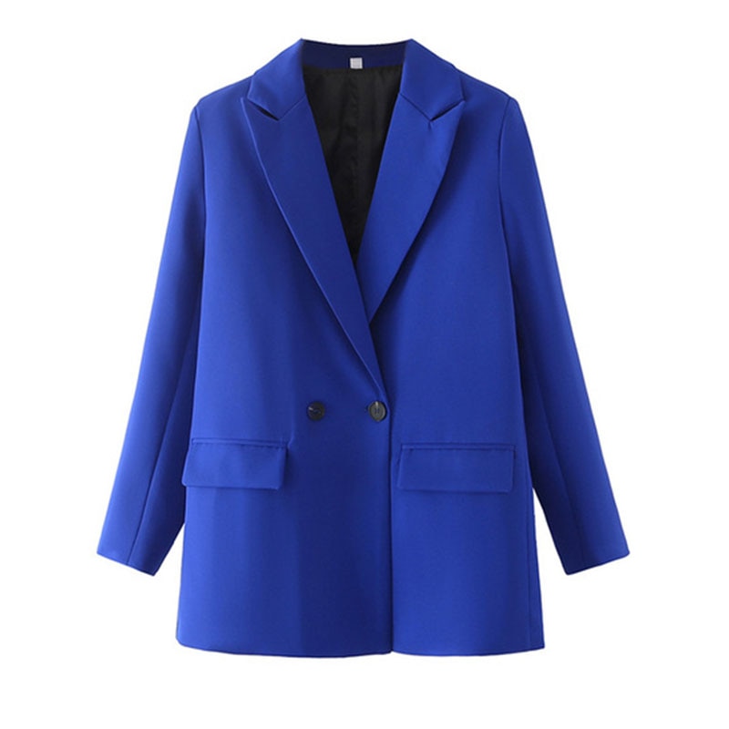 Street-Wave Vintage Blazer For Women Blue Tailored Fit With Bold Color Statement And Versatility
