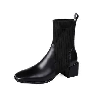 Street-wave Artic Step Sock Boots For Women Cozy Knit Ankle Boots With Ribbed Upper