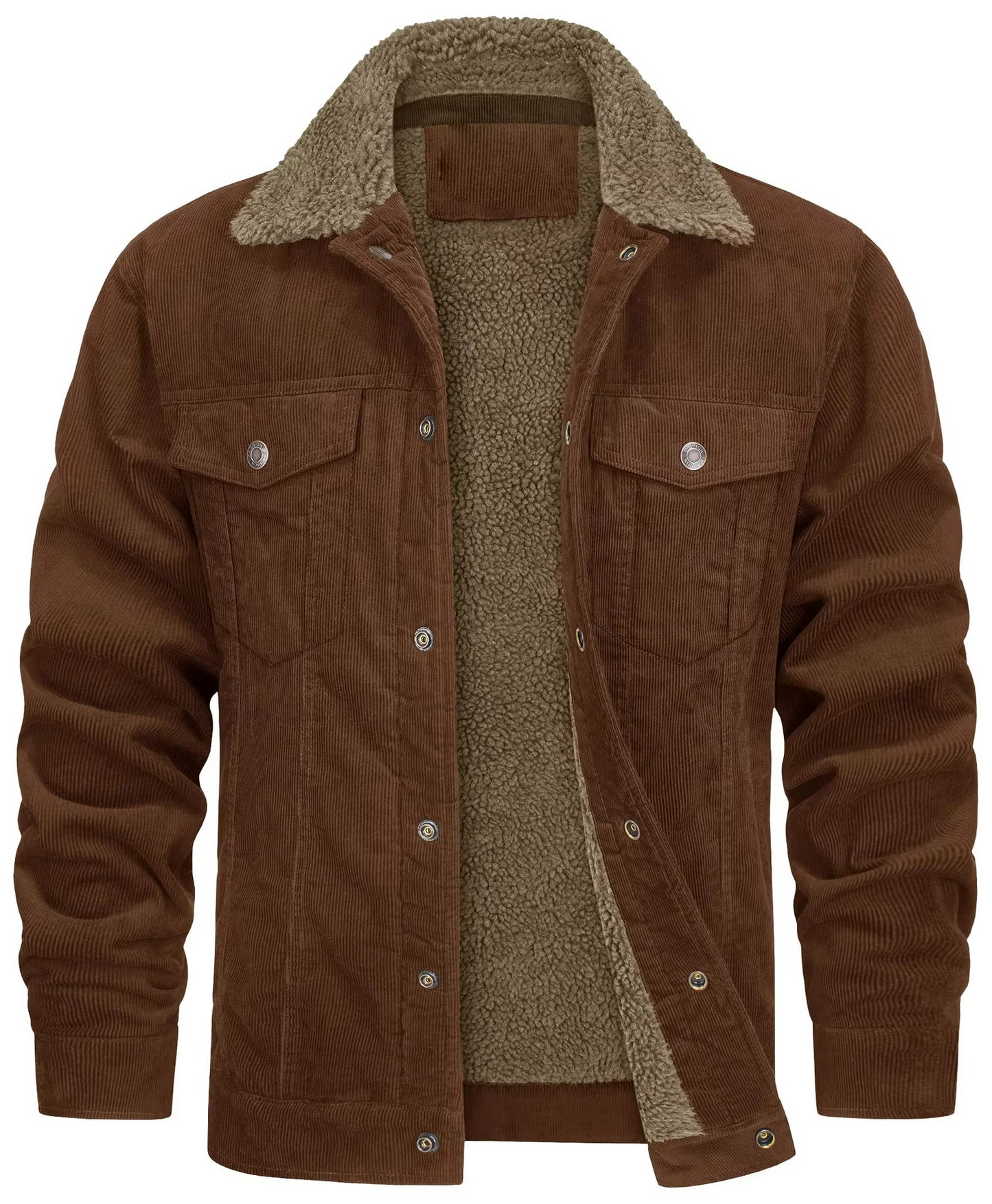 Street-Wave Men's Navy Corduroy Fleece Lined Winter Jacket With Warm Lining And Casual Utility Style