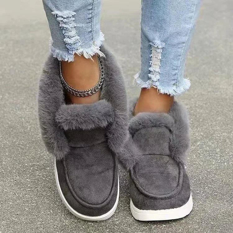 Street-Wave Velvet Slip-On Boots With Plush Fur Lining For Women Cozy All Day Comfort
