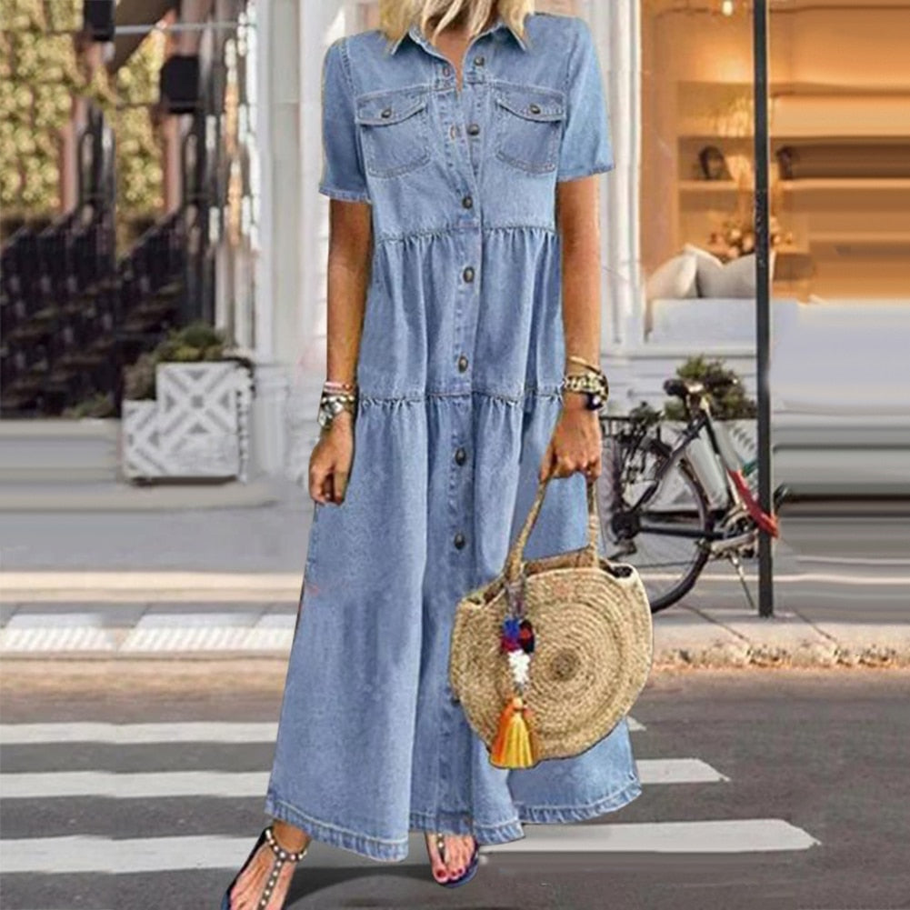 Streetwave Denim Dress For Women With Belly Coverage Premium Comfort All Occasion Style