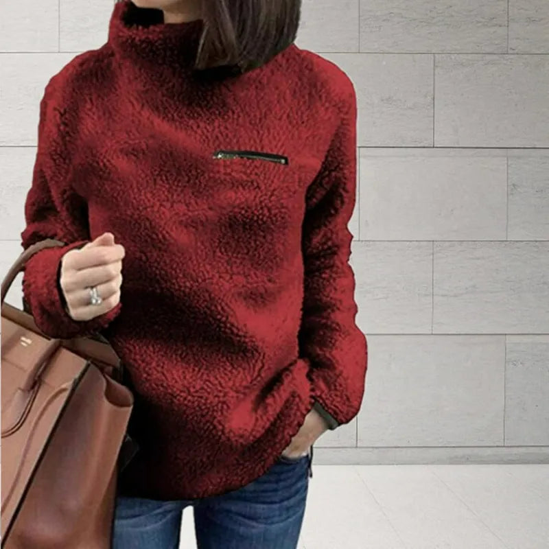 Street-wave Plush Fleece Pullover For Women Ultra Soft Cozy Comfort Warmth All Day Casual Wear