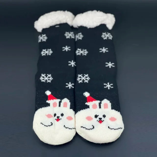 Street-wave Christmas Socks For Kids Warm Cozy Festive Santa Design With Plush Cuff