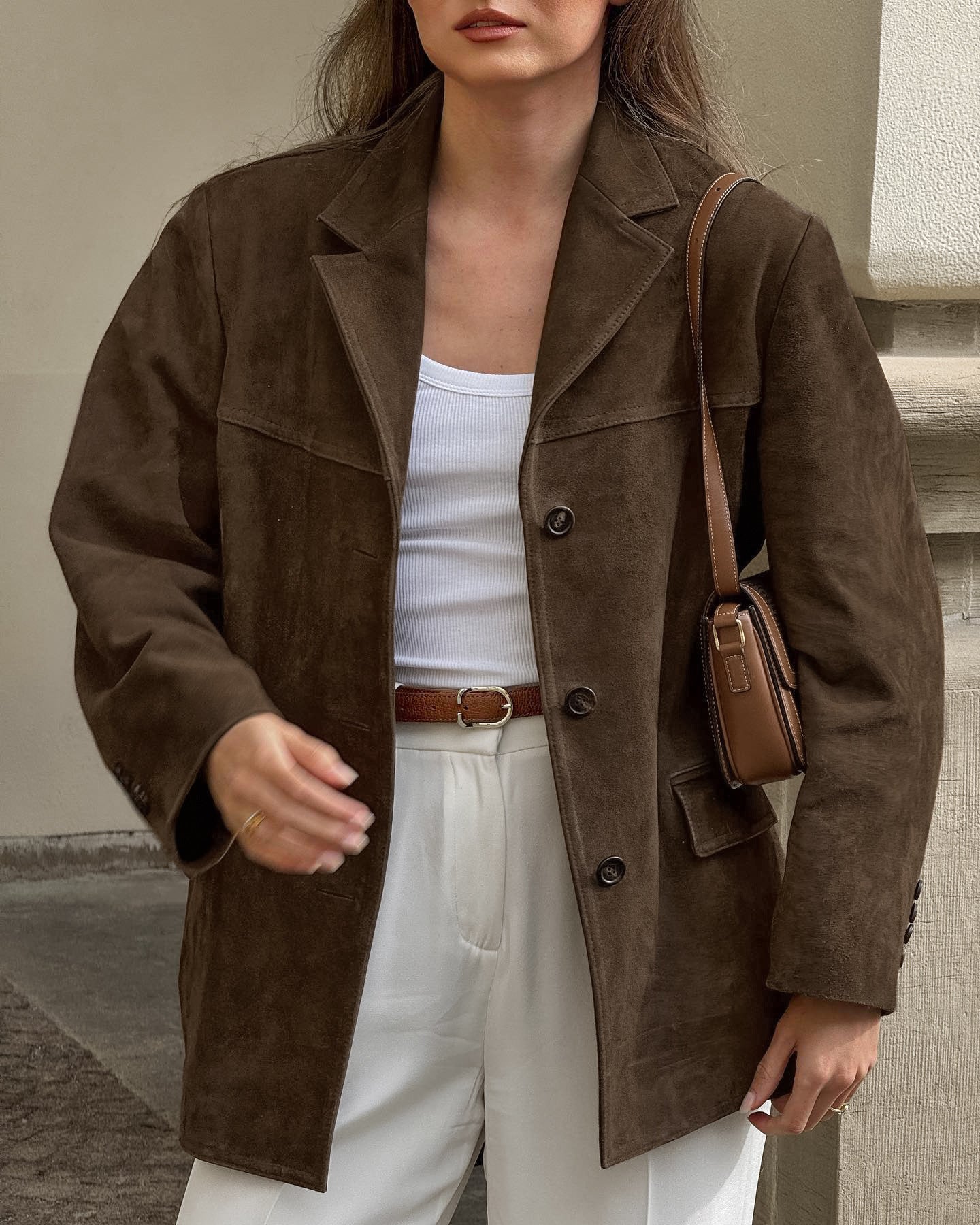 Vegan Suede Jacket Street Wave Premium Soft Durable Comfort Velvet Lapel Retro Modern For Women