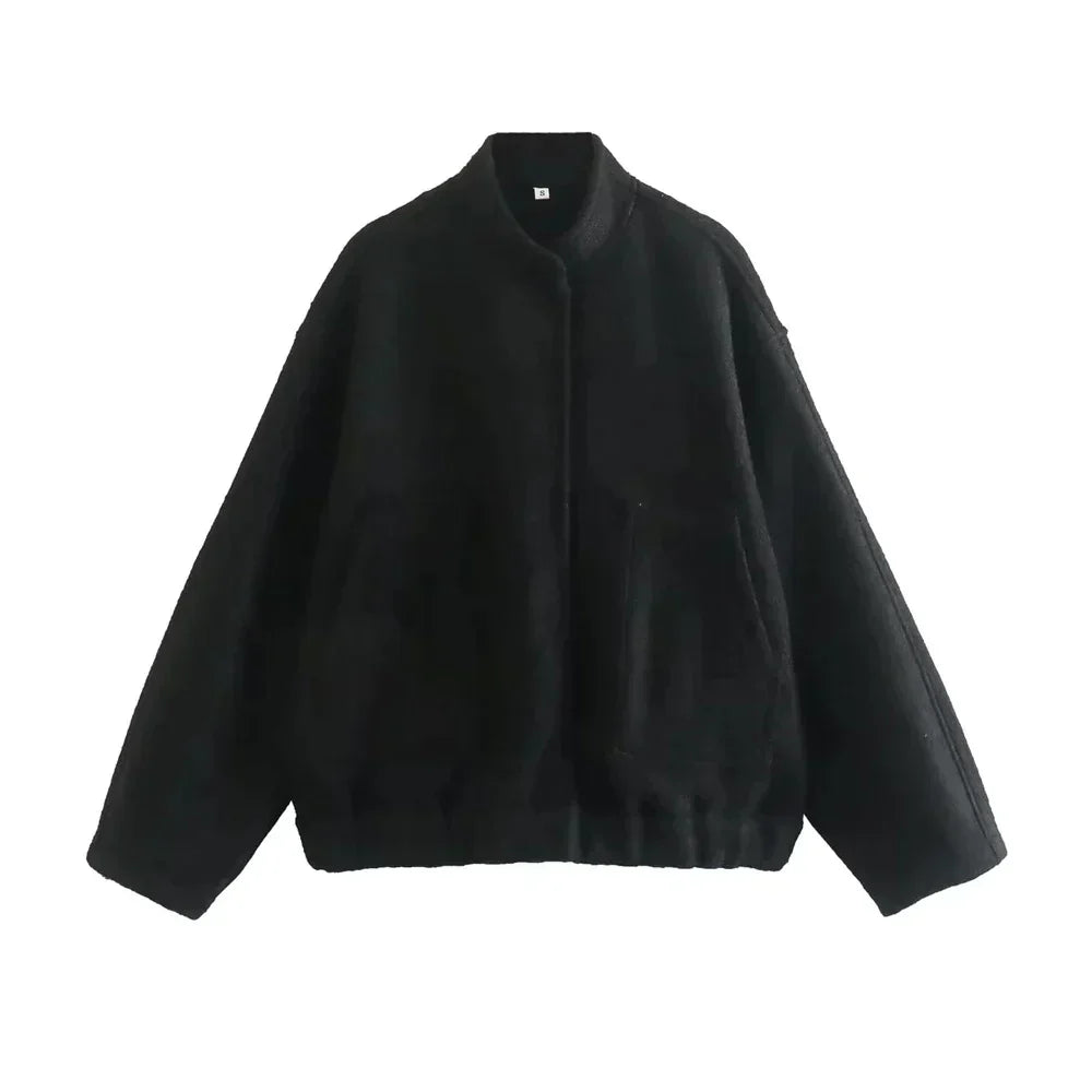 Street Wave Avelena Vintage Bomber Jacket For Women Soft Fleece Lined Comfort Everyday