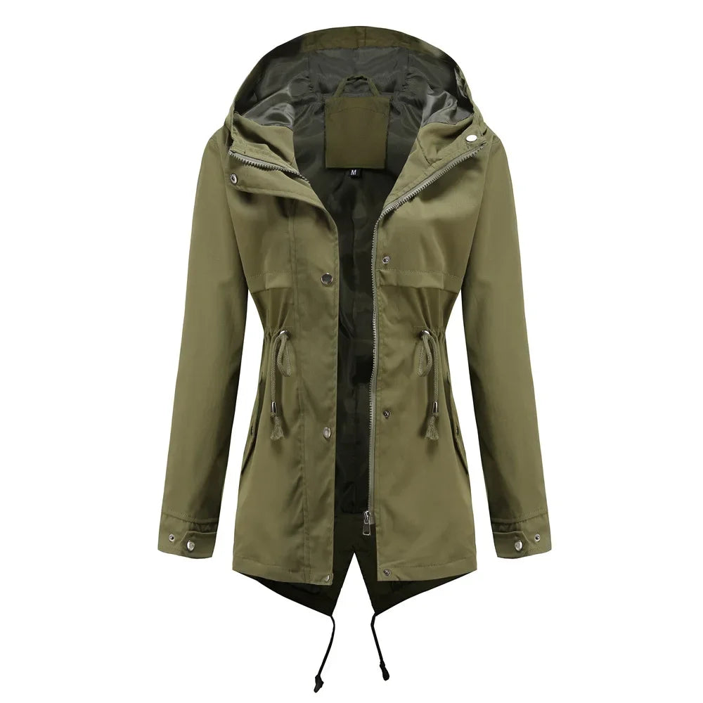 Street Wave Waterproof Hooded Overcoat For Women With All Weather Protection And Modern Style