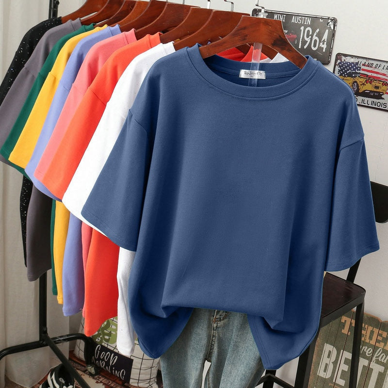 Street Wave Oversized Cotton Basic T Shirt For Women Breathable Loose Fit Casual Style