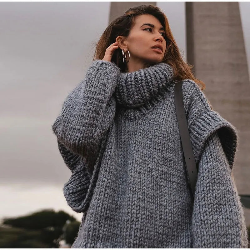 Streetwave Chunky Knit Oversized Sweater Cozy Autumn Essential For Women Trendy And Comfortable