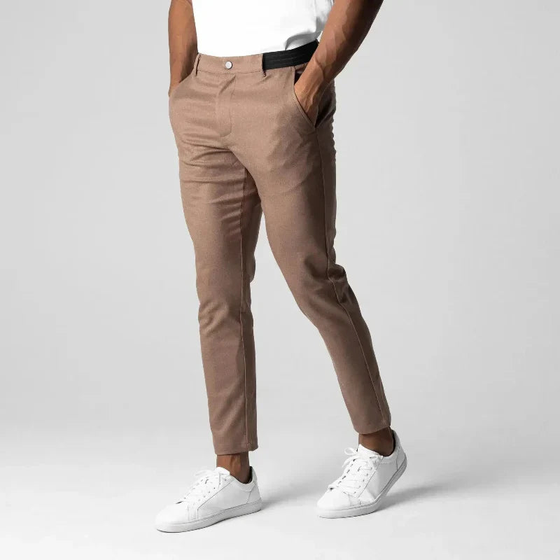 Brannor Cotton Tapered Pants For Men Breathable Stretch Cotton Flat Front Comfort All Season Street-Wave