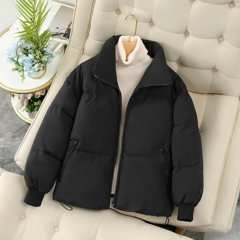 Street Wave Puffer Jacket With Stand Collar Harajuku Inspired Warmth For Urban Streetwear Lovers