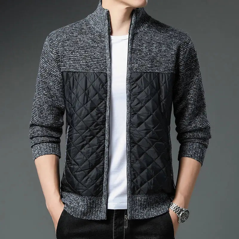 Street Wave Matias Knit Quilted Jacket For Men Modern Hybrid Layering Slim Fit Versatile Outerwear
