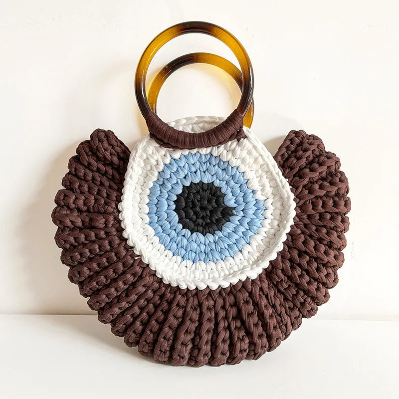 Street-Wave Evil Eye Mini Clutch - Handwoven Protective Eye Charm Bag For Daily Style And Security