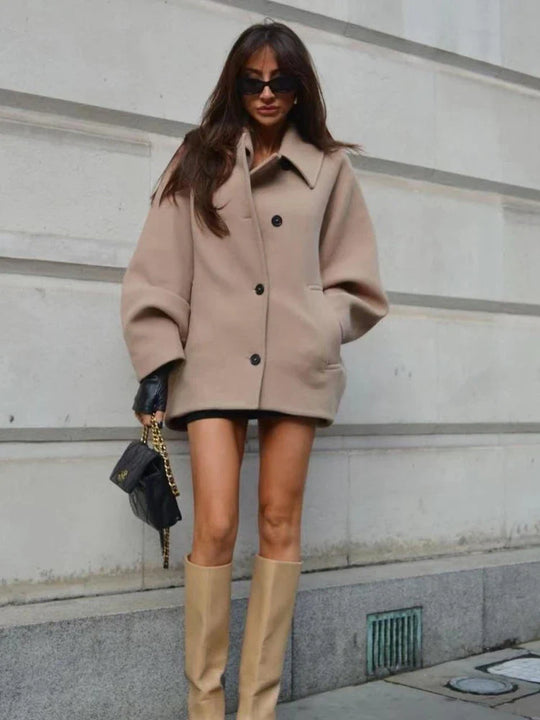 Streetwave Oversized Button Front Jacket For Women With Wide Sleeves And Cozy Fit