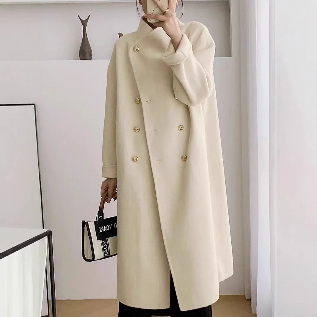 Street-Wave Wool Blend Coat Unisex Mid Calf Warmth