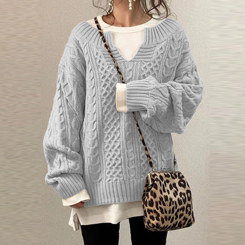 Street-wave Cozy Cable Knit Winter Pullover For Women Oversized Warm Everyday Sweater