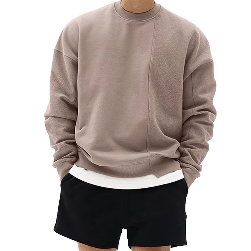 Men's Loose Fit Gym Hoodie Sweatshirt Crew Neck Long Sleeve Casual Pullover for Activewear by Street-Wave