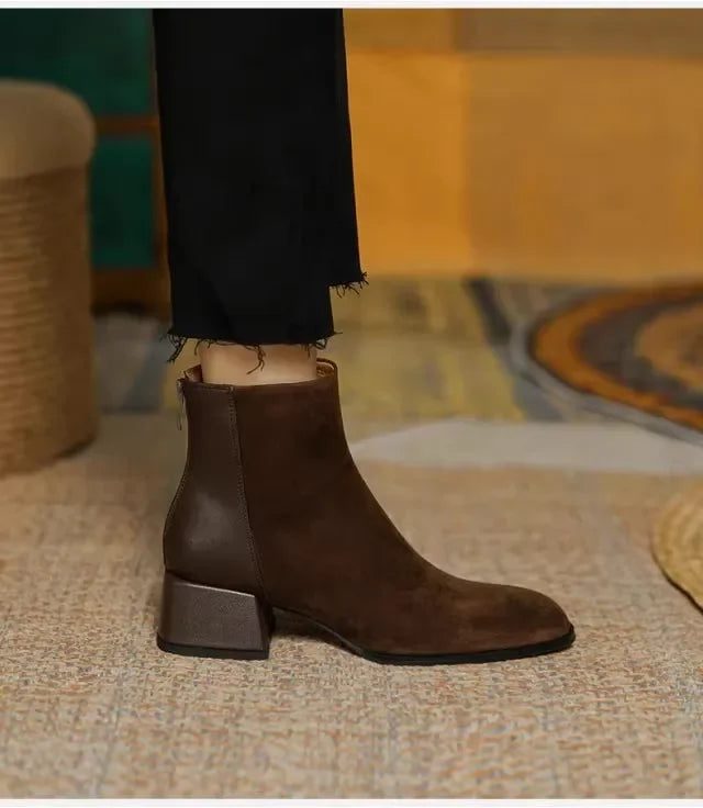 Street-Wave Ankle Boots With Square Heel Modern Cut For Women Durable Premium Leather