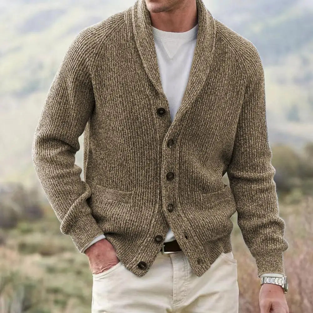 Street-Wave Men Cardigan Wool Blend Button Up Cozy Classic Knit Everyday Wear Versatile Comfort