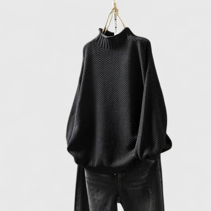 Women's Knit Sweater with Relaxed Fit and Soft Texture