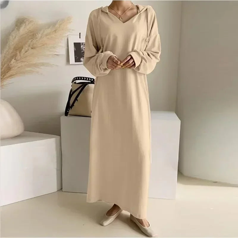 Street-Wave Scarlett Hooded Peplum Dress For Women Cozy Cotton Relaxed-Fit