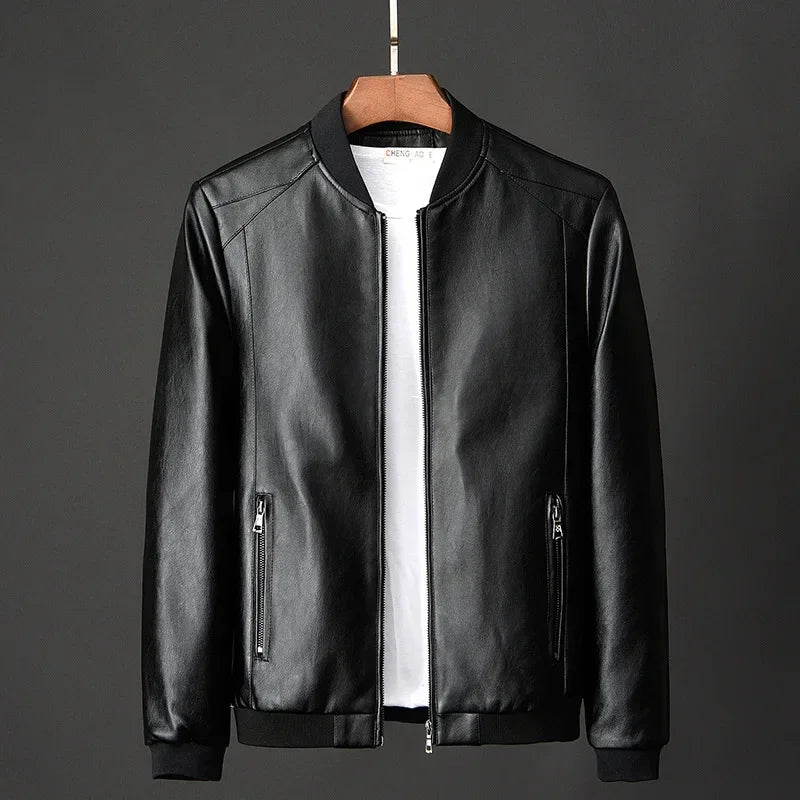 Street Wave Leather Bomber Jacket For Men Premium Leather Modern Fit Urban Style