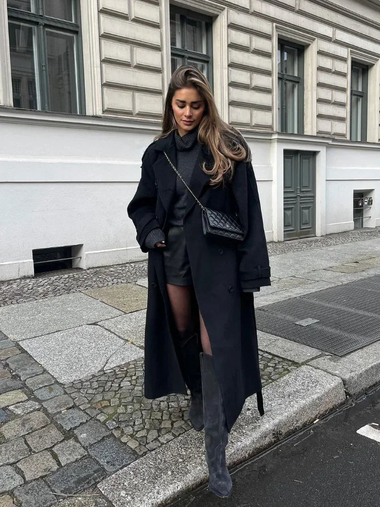 Street-wave Oversized Wool Coat For Women Cozy Warmth And Effortless Modern Streetwear Style
