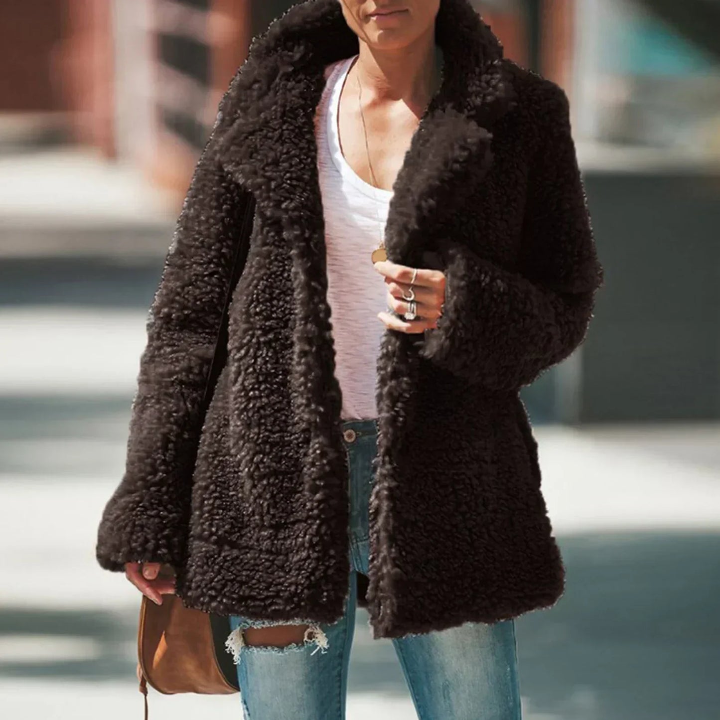 Street Wave Analita Fleece Coat Beige for Women Cozy Warmth and Effortless Style Everyday
