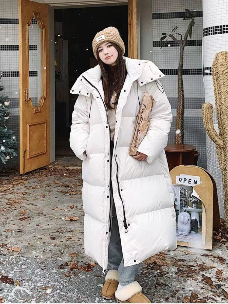 Street-wave Long Puffer Coat With Hood For Women Ultra Warm Winter Parka Cozy And Stylish