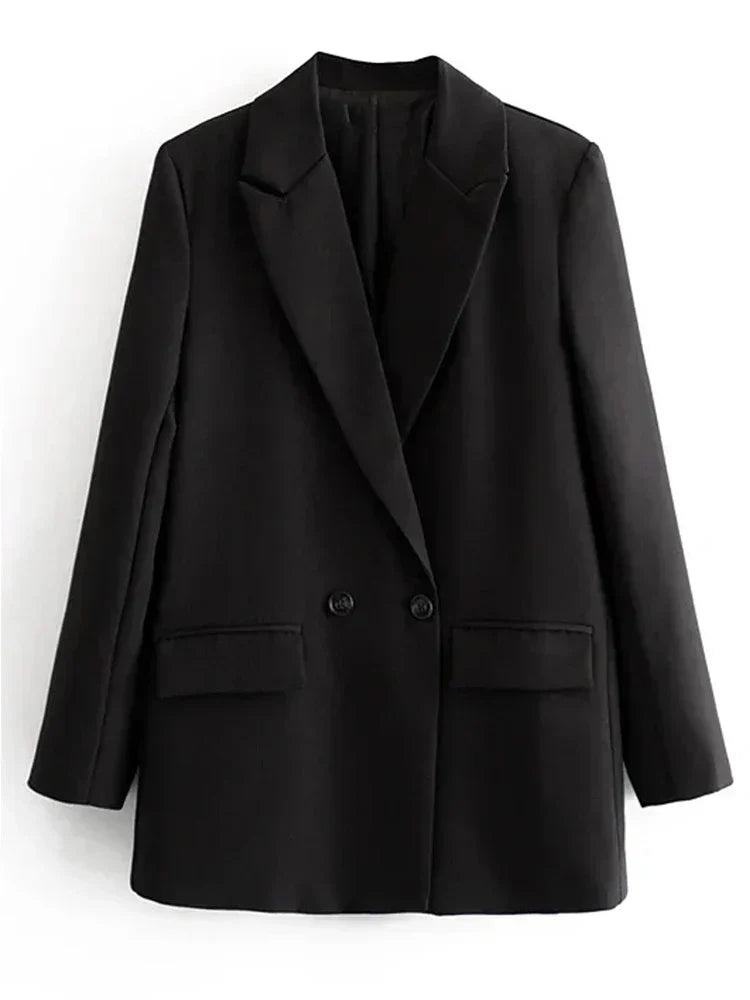 Street-wave Womens Formal Blazer With Pockets Elegant Camel Tailored Jacket For Professionals
