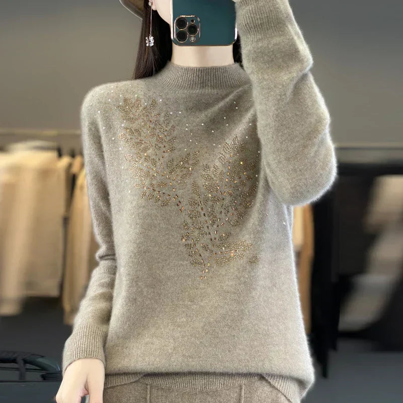 Women's Embellished Sweater with Decorative Accents and Versatile Style
