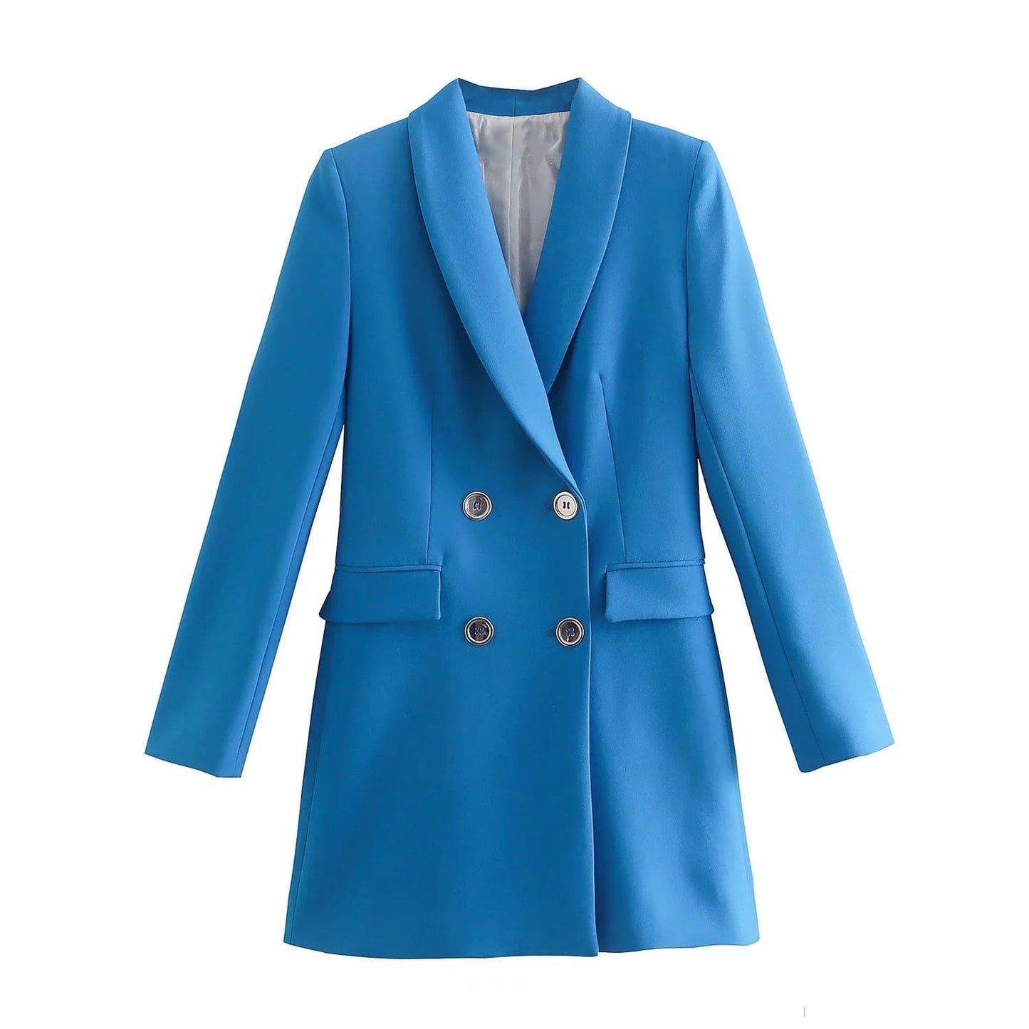 Street Wave Green Double Breasted Blazer For Women With Gold Buttons Elegant Tailored Suit Jacket